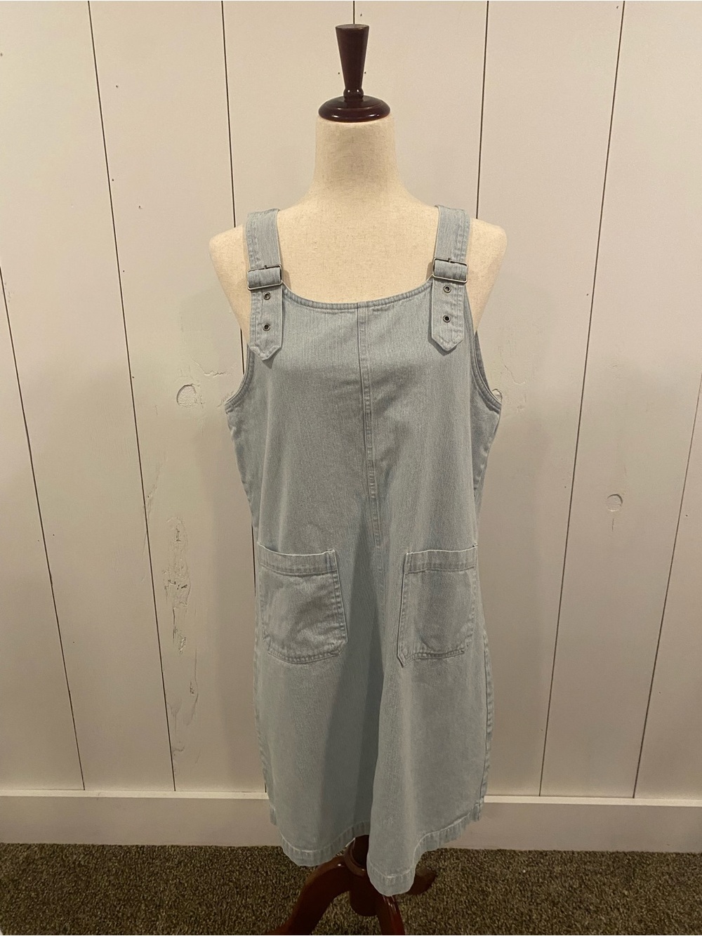 Vintage Christopher & Banks Stripe Denim Skirtall Dress - 100% Cotton Medium